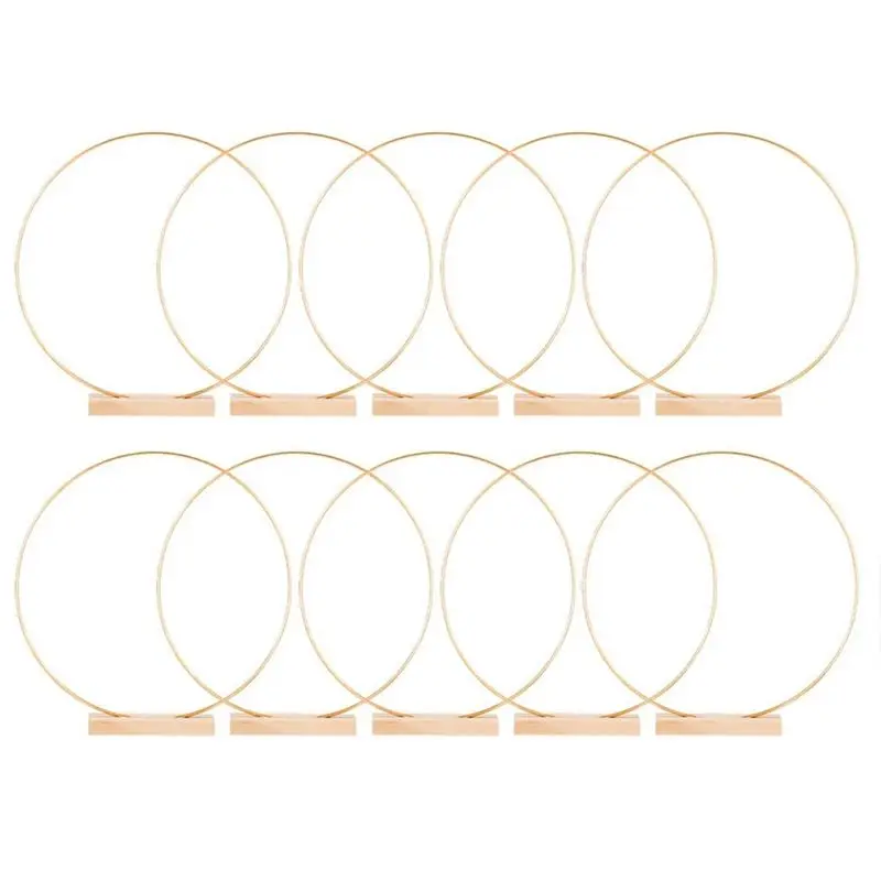 

ABRE-10 Pack Centerpiece Table Decorations Metal Floral Hoops 10 Inch With Place Holders For DIY Wedding Table Decor