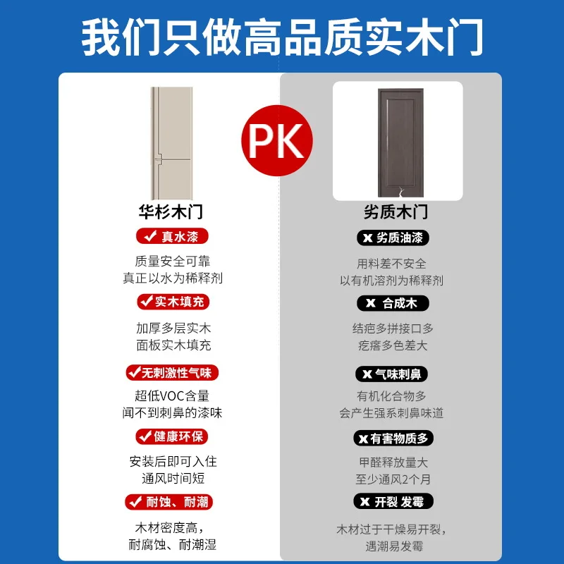 Composite solid wood door paint-free baking paint ecological set bedroom door engineering school wooden door pure log customizat