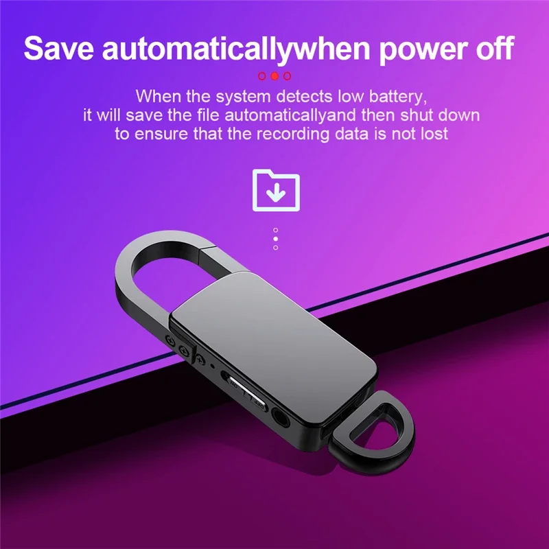 64 GB Mini rejestrator cyfrowy Przenośny dyktafon z brelokiem - 750 godzin 192 KBPS Nagrywanie jednym klawiszem Aktywowany głosem nagrywanie dźwięku USB
