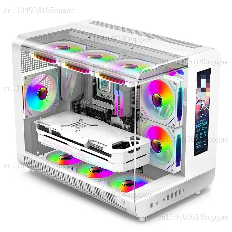 Sea View Room Without Column Curved Glass Computer Desktop Screen Display Water Cooling Chassis