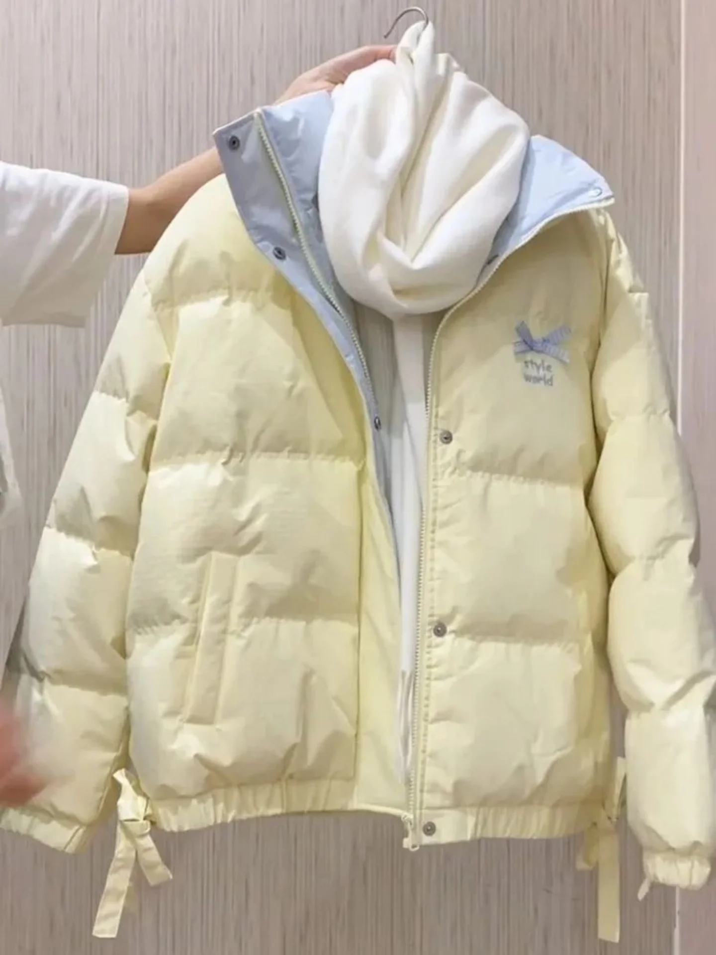 

Ele College Sle Women's Cotton Jaet Yellow Embroidery Bread Sle Coat Winter New Arrival Comfortable Loose Fit Coat