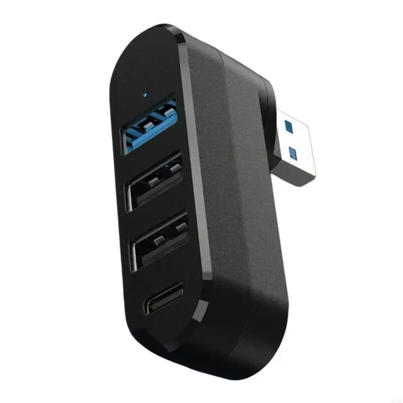 918C 4 منافذ USB Hub USB منفذ بيانات يعمل بالطاقة 180 درجة موسع USB قابل للدوران