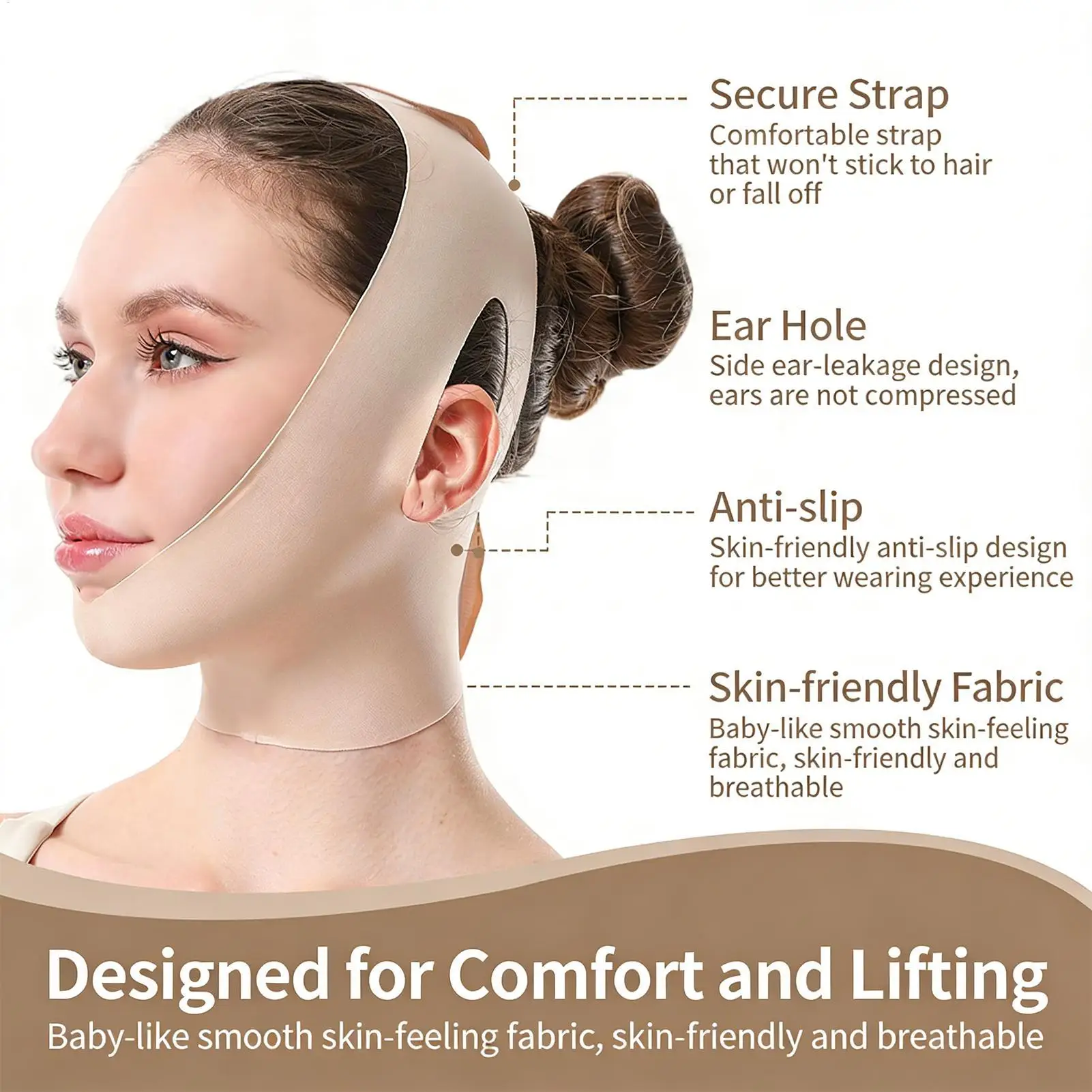 Face Sculpting Wrap Double Chin Strap Reusable Neck Lifting Firming Wraps for Women Girls Mothers Girlfriends Wives Travelers