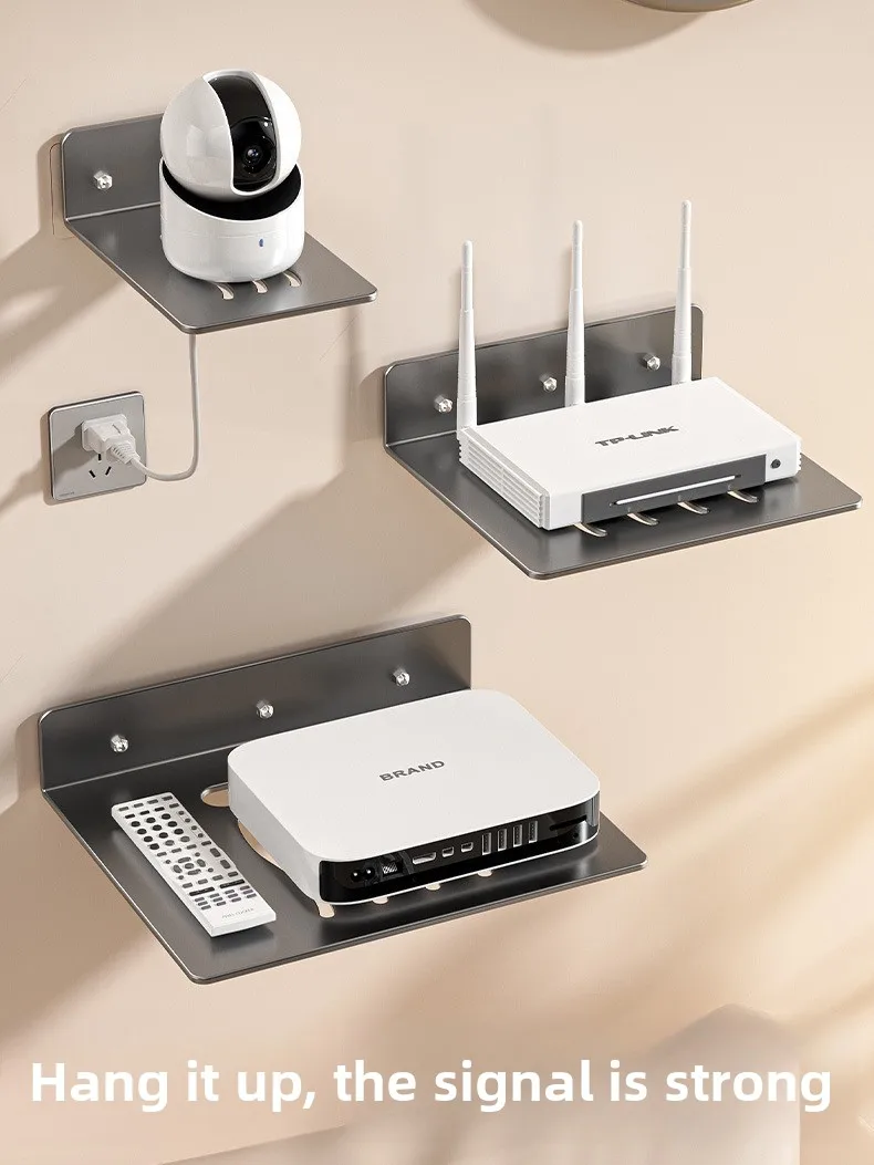 Wall-Mounted Router Storage Rack Projector Box Holder Metal Fixer for Living Room Organization And Storage Solutions