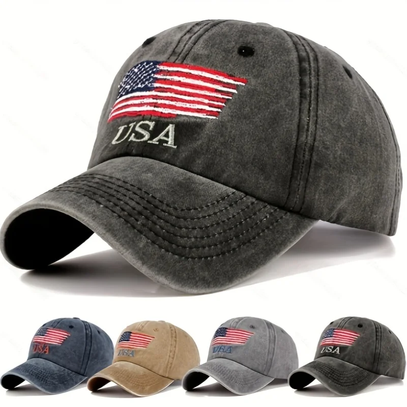 

Men'S Fashion Versatile Baseball Cap American Flag Retro Design Valentine'S Day Gift Sunshade Breathable Comfortable Outdoor Spo