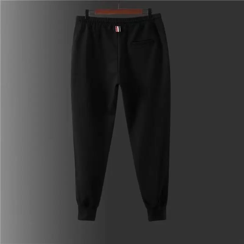 Classic Side Woven Sweatpants for Men, Casual Sports Pants, Leg-tied Long Pants, Trendy Cropped Pants, Autumn, 2024