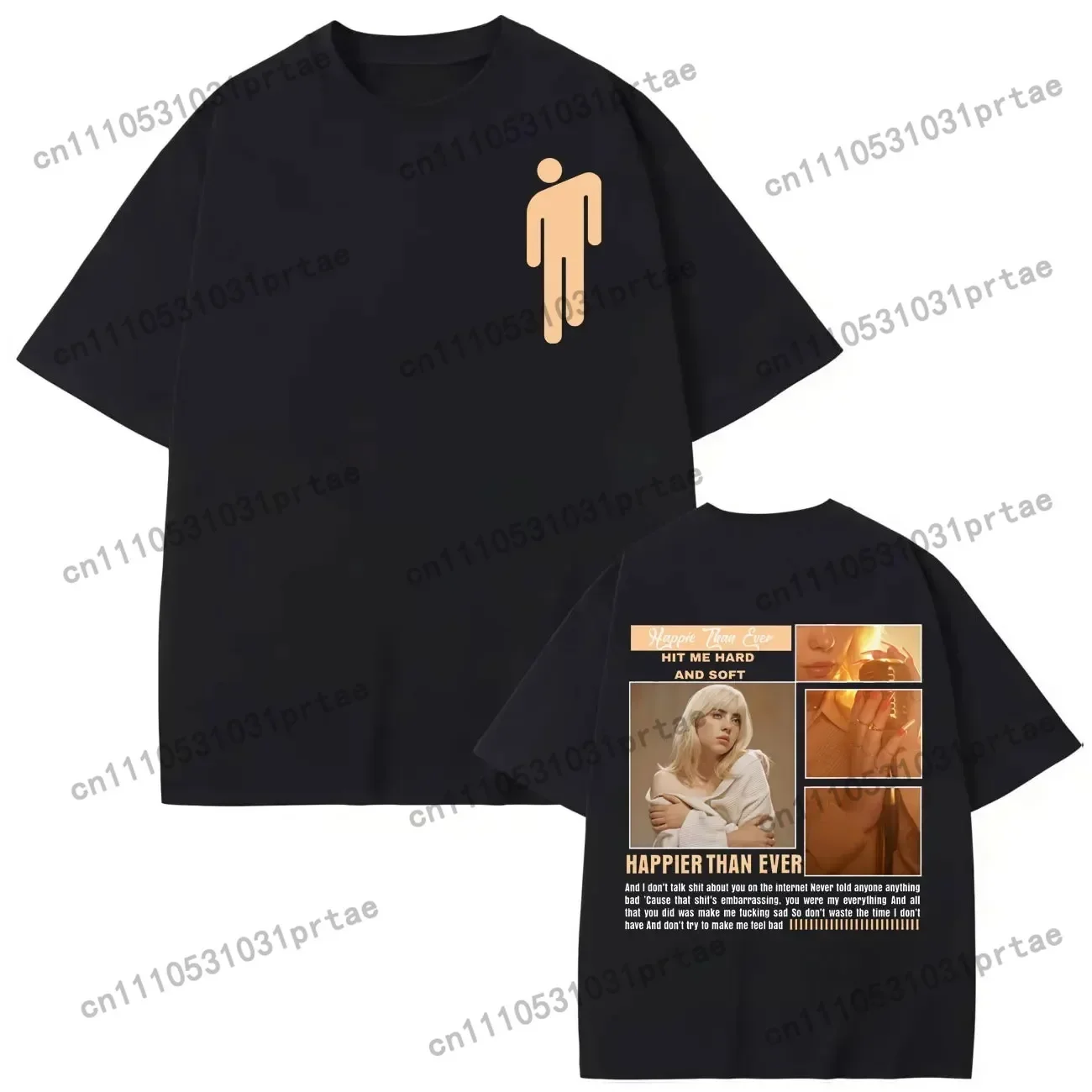 Billie Eilish Hit Me Hard and Soft Album Poster Graphic Print T-Shirts Men Women Fashion Cotton Tees Y2k Fashion Oversized Tops