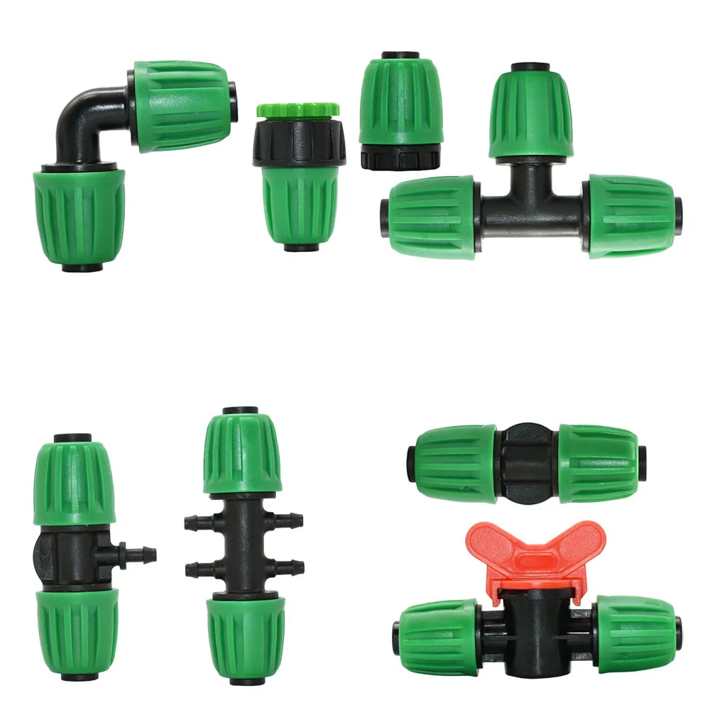 16mm PE Tubing Barb Connecters 1/2 To 1/4inch Reduced Fittings Tee Elbow End Plug ​Joints Tap Pipe  Coupling Lock Nut