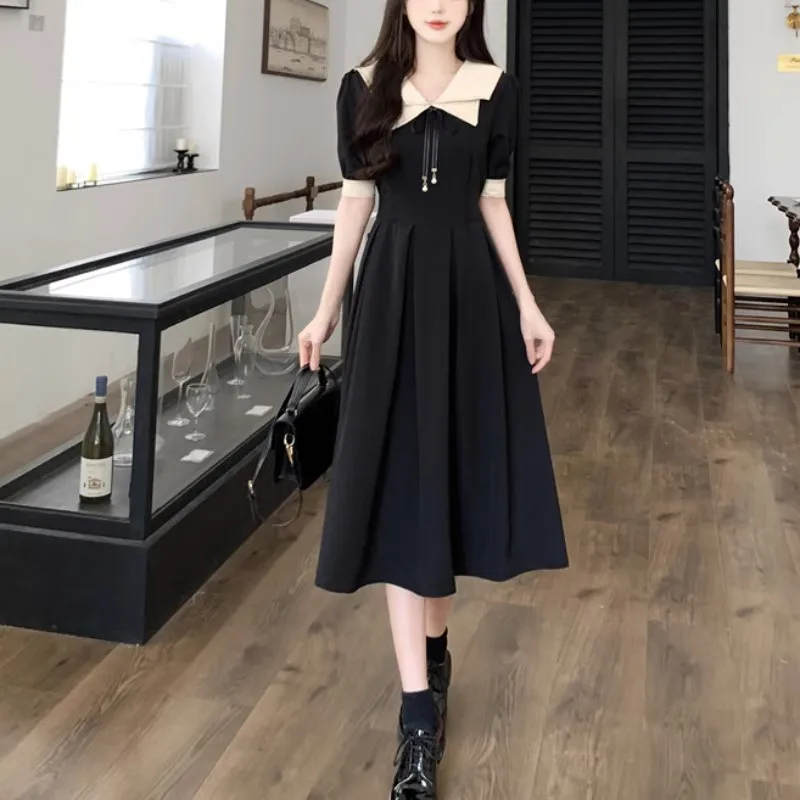 

2024 Plus Size Summer Women Long Dress Lady Vestidos Patchwork Contrast Color Loose Dress High Waist Women Maxi Dress A44