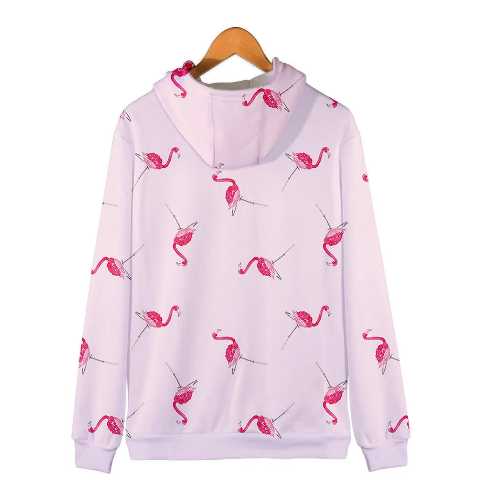 Flamingo Sweatshirt Zipper Hoodies Women/Men Long Sleeve Oversize Sweatshirts Hip Hop 3D Print Animal Harajuku Fashion Coat