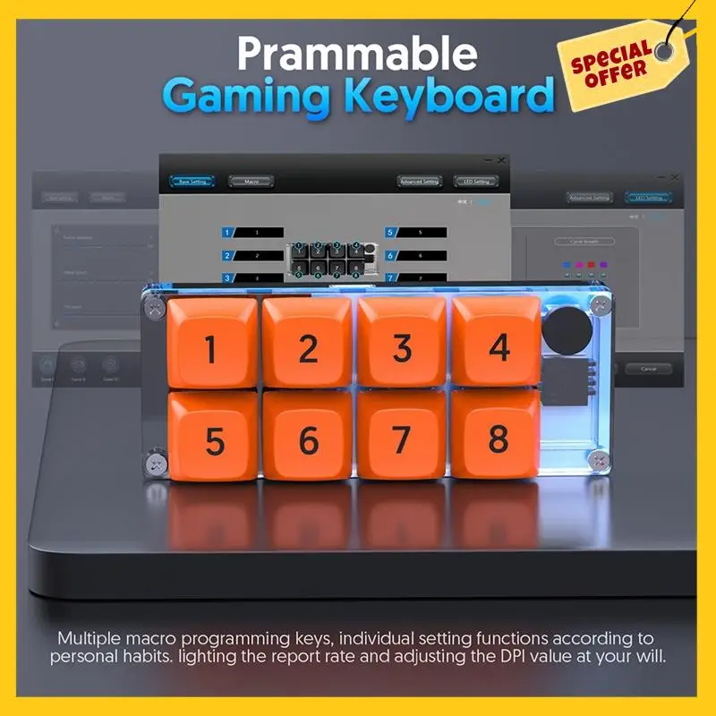 MKESPN programmation rvb clavier mécanique personnalisé et souris de jeu Combo 8 touches copier coller Mini bouton partie pour Photoshop Hotswap