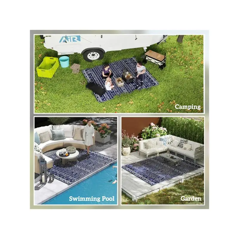 Reversible Outdoor Rug - Ideal for Patios, Decks, and More, Weather-Resistant, Stylish Design, Perfect for All Seasons, Easy to