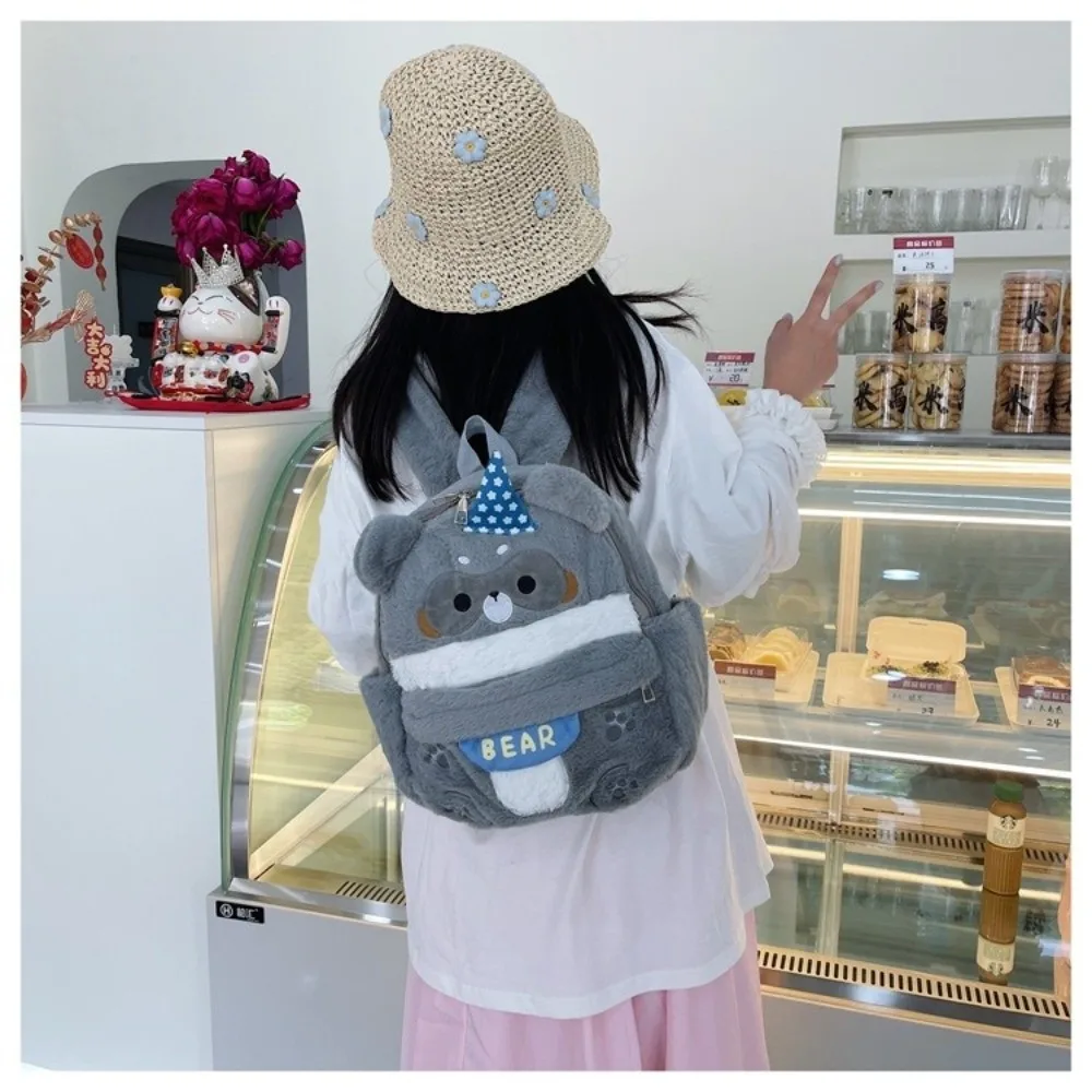 Bonito dos desenhos animados urso mochila grande capacidade de pelúcia crianças mochila engraçado leve saco do jardim de infância