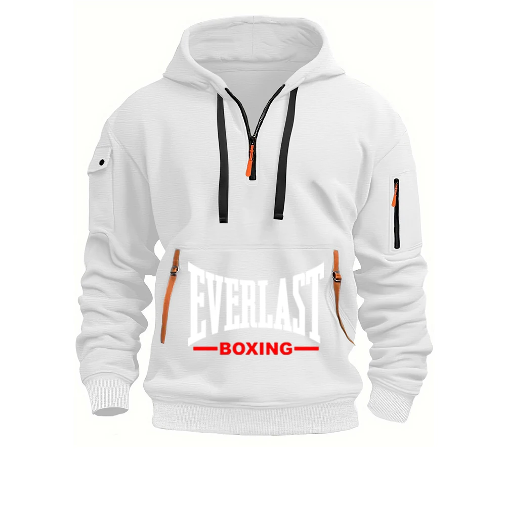 Everlast Spring And Autumn Men's Half Zipper Sweatshirts 2025 New High Street Fashion Harajuku Pullover Hoodies