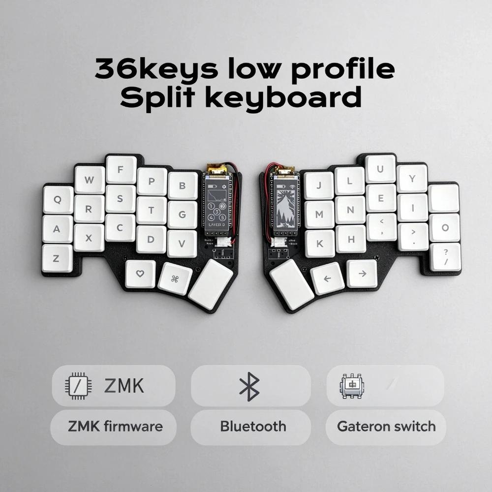 36keys Wireless Bluetooth Split Keyboard ZMK Firmware Low Profile Gateon Switch Mini Keyboard VibeCoding Shortcut Key Teclado