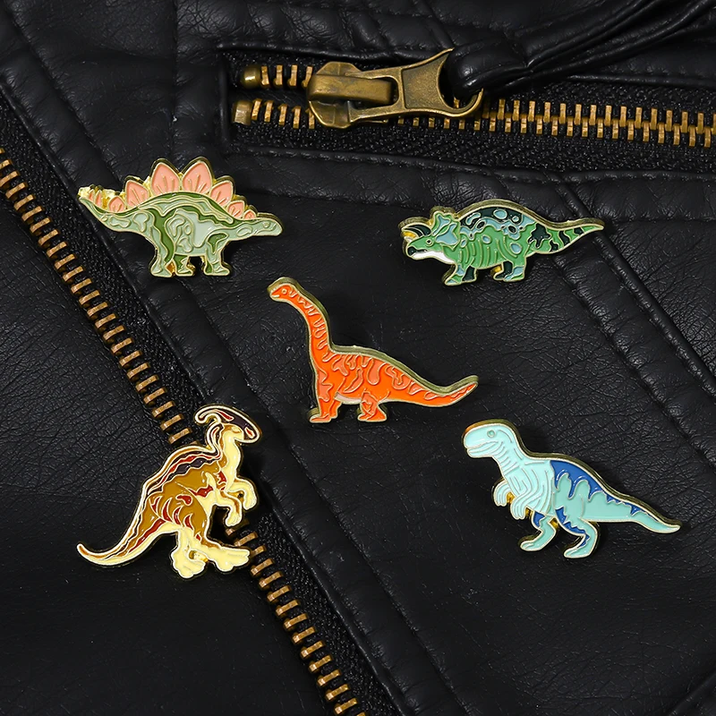 Dinosaur Enamel Pin Animal Tyrannosaurus Rex Badge Brooch Cartoon Lapel Pin Backpack Jewelry Metal Accessories Friends Gift