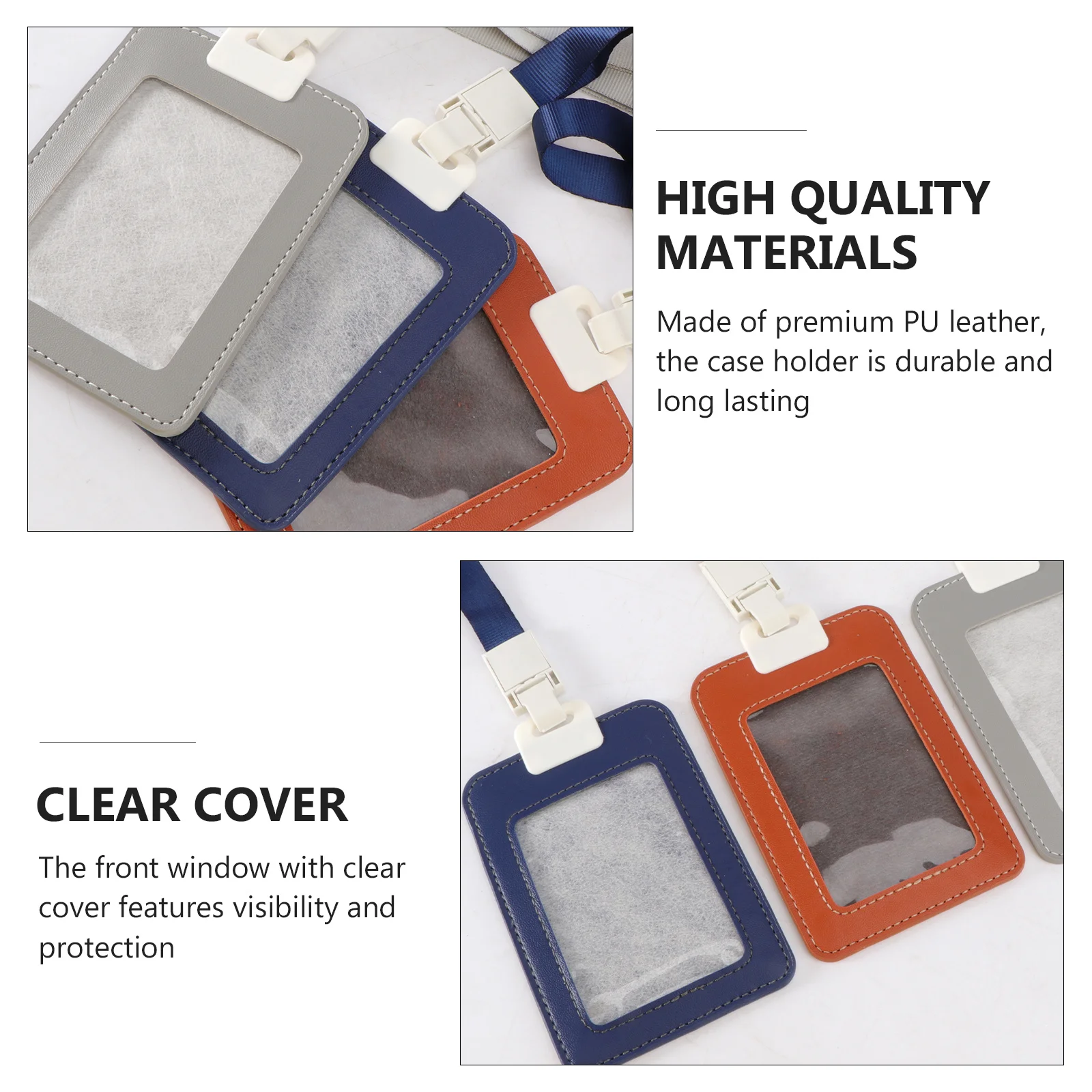 

3pcs Badge Holder Vertical Id Card Case Pass Pouch Clear Window Holder For Business Office Use