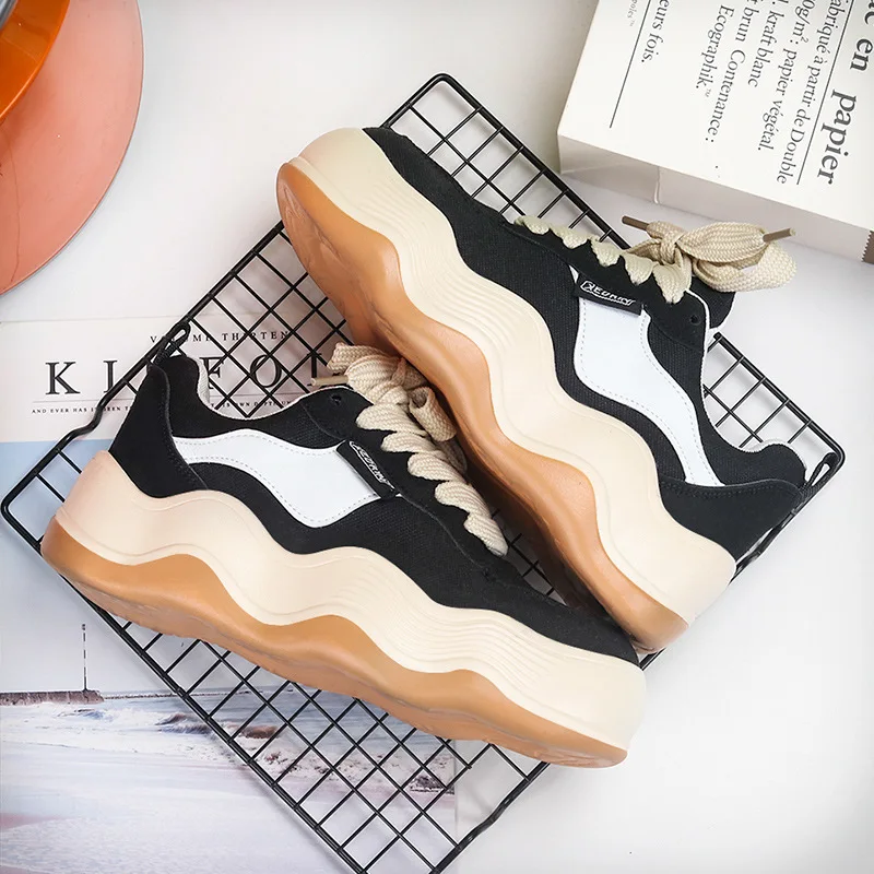 Thick soled shoes China-Chic port style retro little daddy shoes sneakers versatile student shoes
