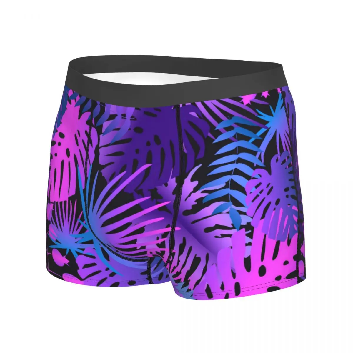 Purple Leaf Underwear Jungle Plant Man Panties Printing Plain Boxershorts High Quality Shorts Briefs Plus Size