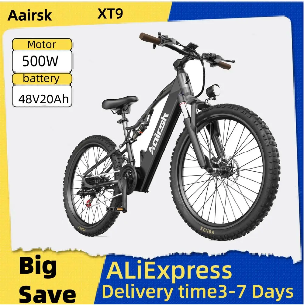 

Aairsk XT90 Adult E-bike 500W Motor 48V 20Ah Battery Electric Bike 26 Inch Fat Tire E-Mountain bike Off-road Electric bicycle