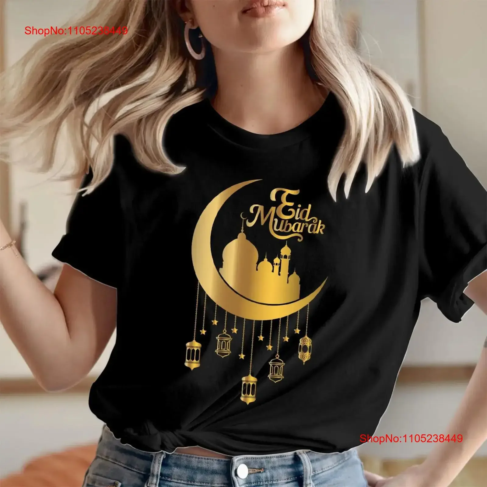 TSHIRT E7 Happy Eid Mubarak T Shirt Ramadan Kareem al Fitr Kids vintage Washed streetwear Comfortable Slightly Casual fashion