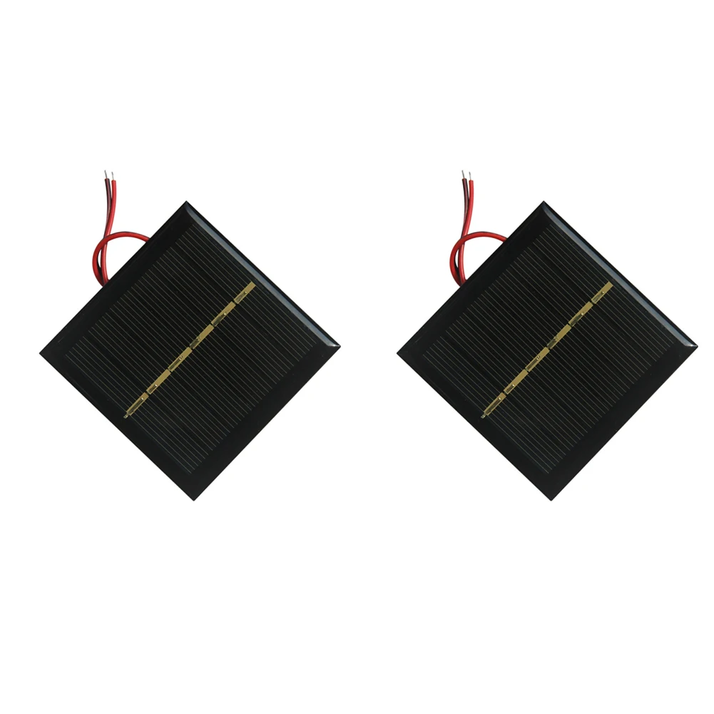 2pcs 0.6W 3V Polycrystalline Solar Panel 65x65mm With Cable For 2.4V For Battery Charging Toy Light DIY Project Alternative Ener