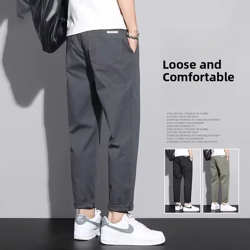 

Casual Straight Leg Bla Jeans for Men Autumn New Sle Loose Fit Sports Youthful Energy Nine-Piece Pants Harlan Sle