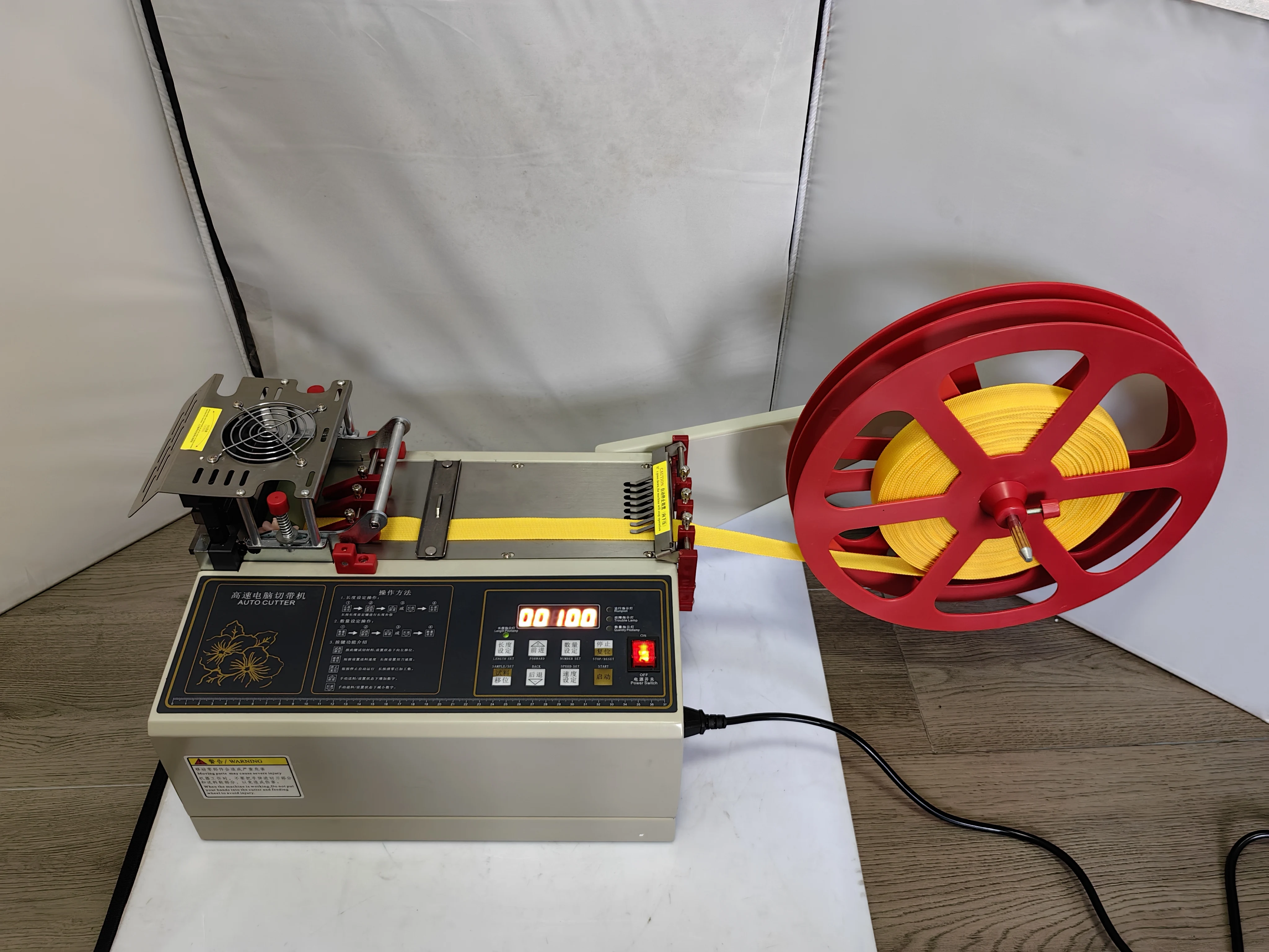 computer Round angle Cloth belt cutting machine, 986TS magic adhesive tape nylon  webbing elastic belt cold  cutting machine