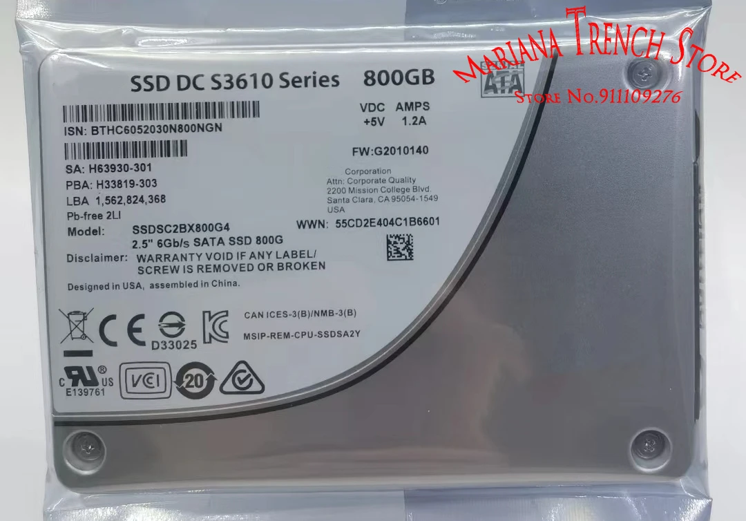 

2,5 "6 Гб/с SATA SSD 800G для INTEL SSD DC S3610 Series 800 ГБ