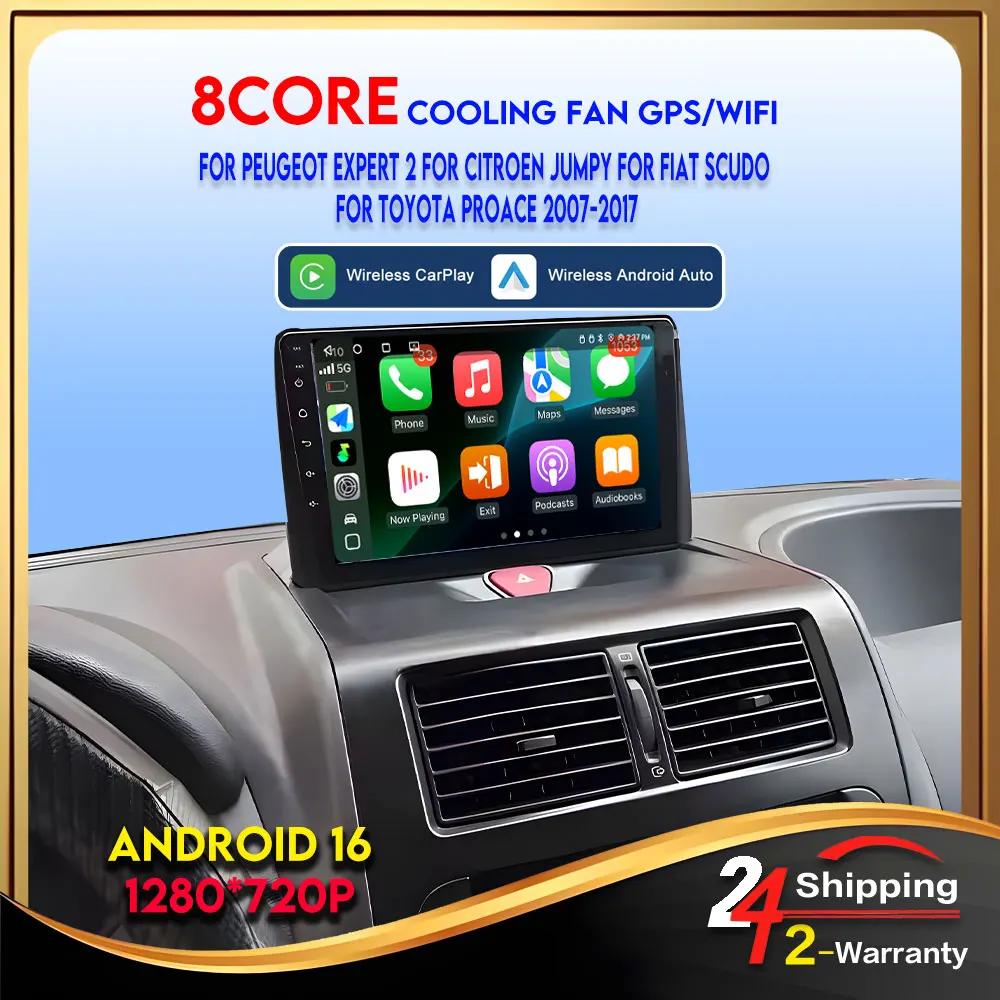 Android 16 For Peugeot Expert 2 For Citroen Jumpy For Fiat Scudo For Toyota Proace 2007-2017 Carplay Android Auto Wireless Radio