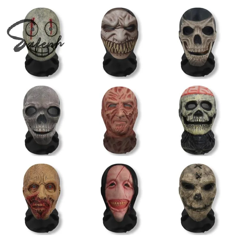 Halloween Ghost Face 3D Printed Mask Stretch Mesh Full Face Mask Skull Headdress Funny Party Halloween Horror Cosplay Props