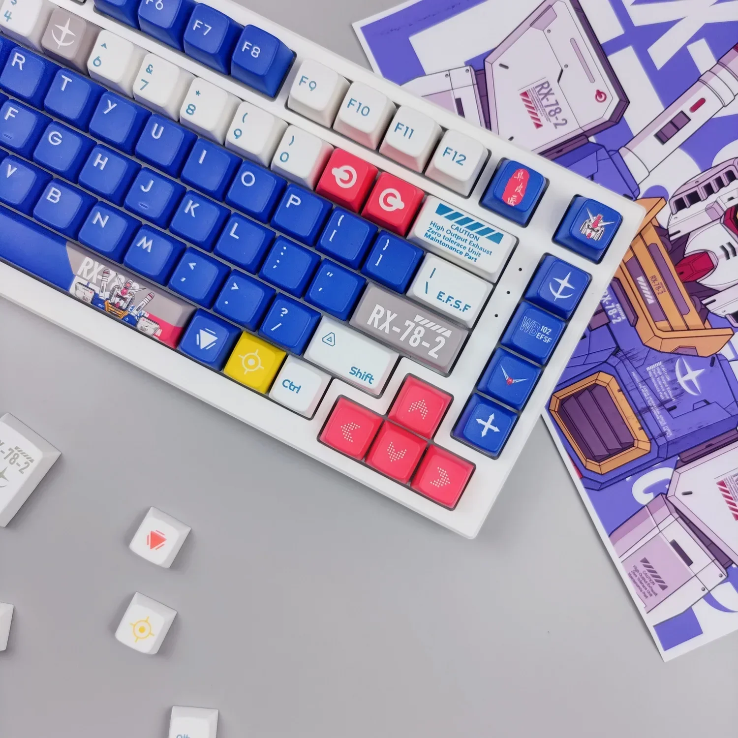 140key Anime RX-78 Gundam Mech Keycaps SDA Profiled PBT Heat Sublimation Keycap Set MX Switch Mechanical Gaming Keyboard Key Cap