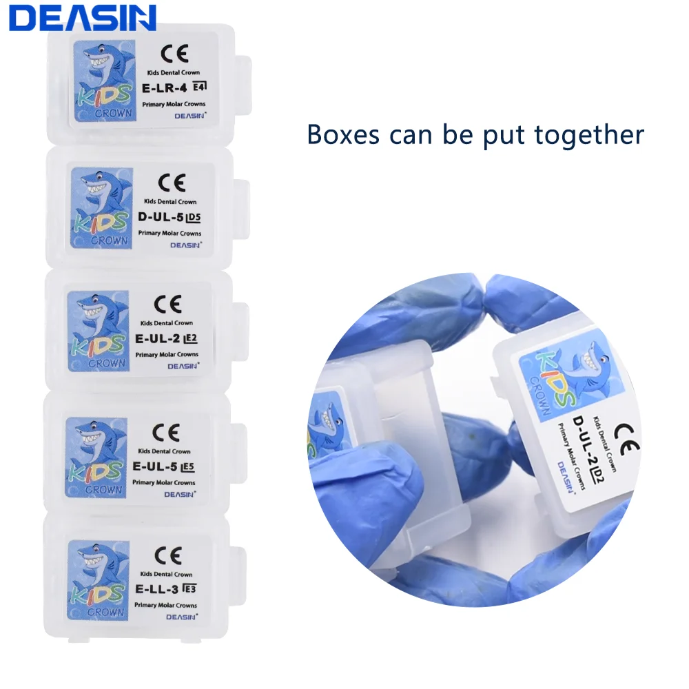 5pc/box Dental Stainless Steel Crown Kids Primary Molar Refill for Upper/Lower Left/Right Crowns Molar Teeth Dentistry Equipment