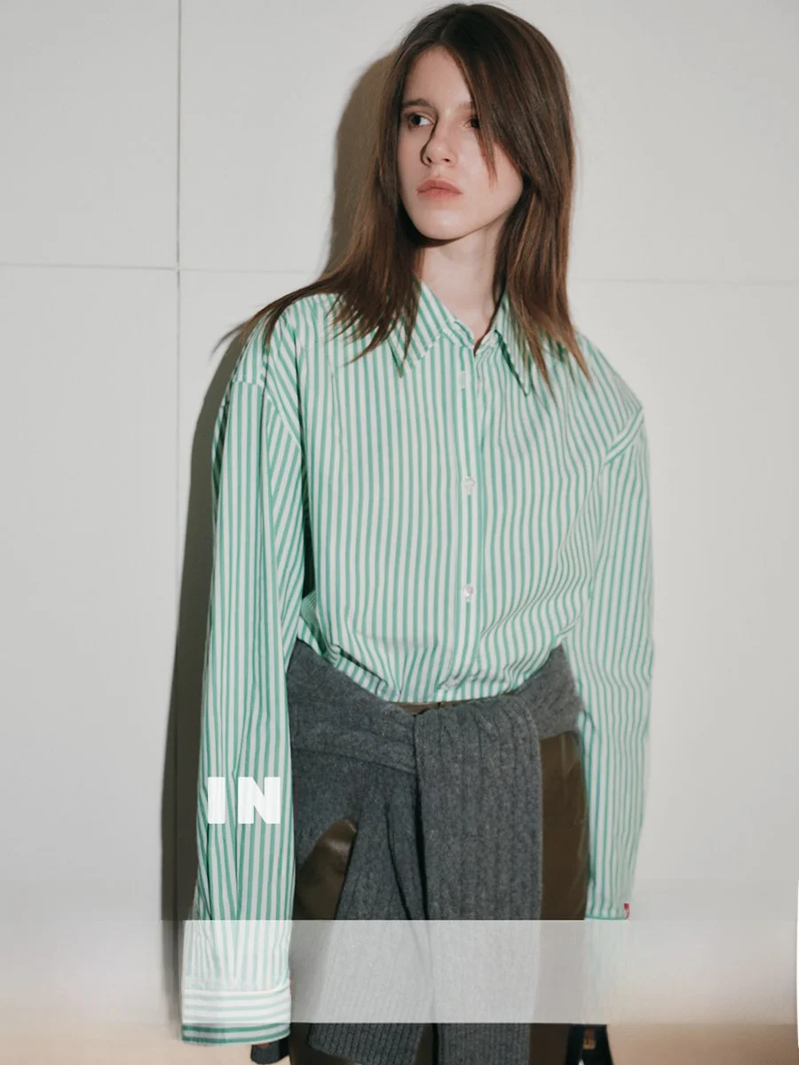 

Yasako Modern Casual Striped Long Sve Loose Fit irt Versatile Cotton Commute Sle Collar Button up Women's irt
