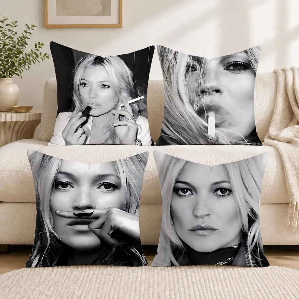 Famous Model K-Kate Moss Cushion Cover Plush Decorative Pillow Case With Hidden Zipper Fashion Room Decor For Home