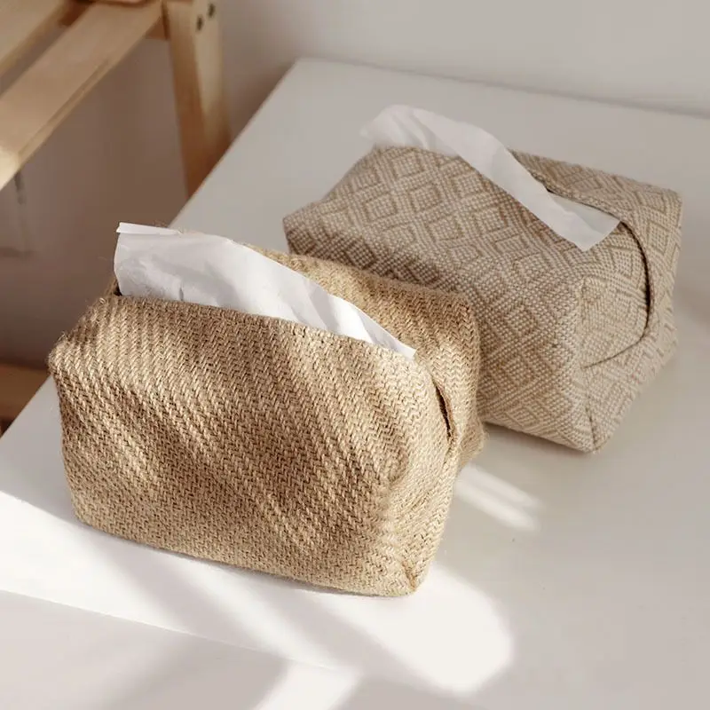 

Cotton and Linen Fabric Tissue Box Pumping Paper Box Storage Bag Tissue Pumping Paper Box Living Room Household Tissue Cover
