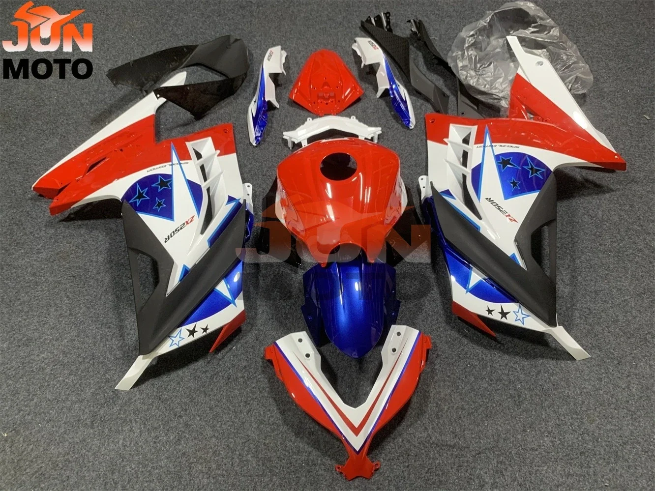 JUN Motorcycle Accessories Bodywork Injection ABS Full Fairings Panel Mold Kit Fit for Ninja300 EX300 Ninja 300 250 2013-2017