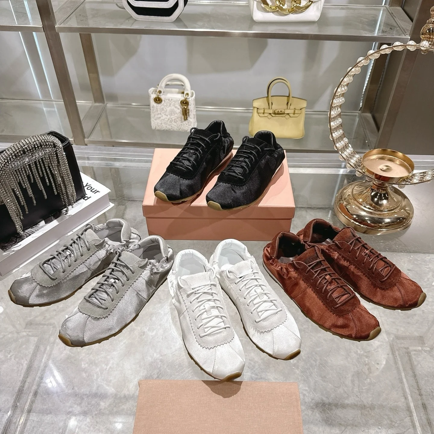 

Designer Women's Shoes, New Autumn Collection, Genuine Leather Satin German Training Shoes, Korean Style, Fashionable and Versatile, Lace-Up Flat Soft-Soled Women's Shoes