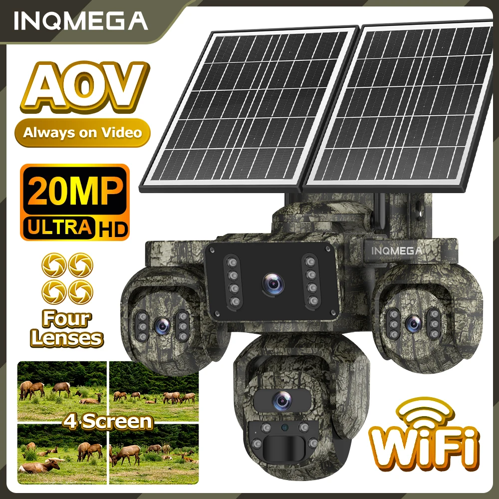 Solar Outdoors Camera 4G/WIFI 20MP 4-screen all-day recording PIR Human Detect Waterproof Night Vision CCTV Security Protection image 3