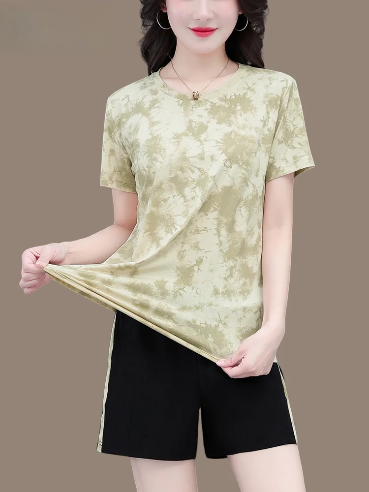 

TUCANO 2025 Летний новый спортивный костюм из ледяного шелка для женщин: быстросохнущий повседневный комплект из двух предметов (шорты и футболка)