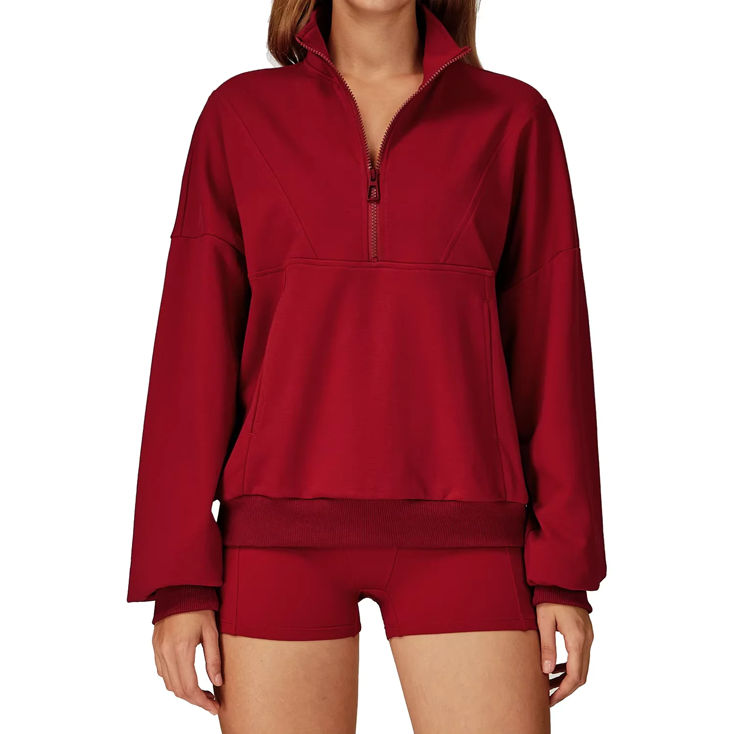 Feminino leve à prova de vento velo zíper correndo esportes hoodie sem costura ajuste casual solto pulôver para outono inverno ao ar livre