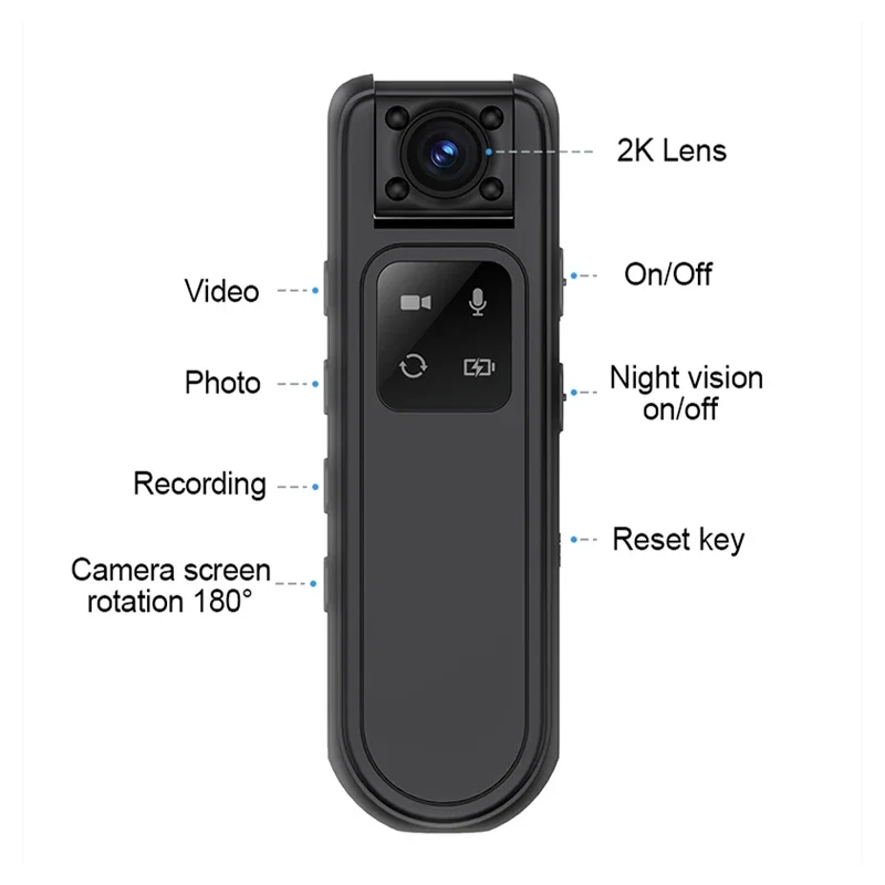 Ultra high definition 2.5K portable mini camera, small digital recorder, police mini camera BodyCam, infrared night vision