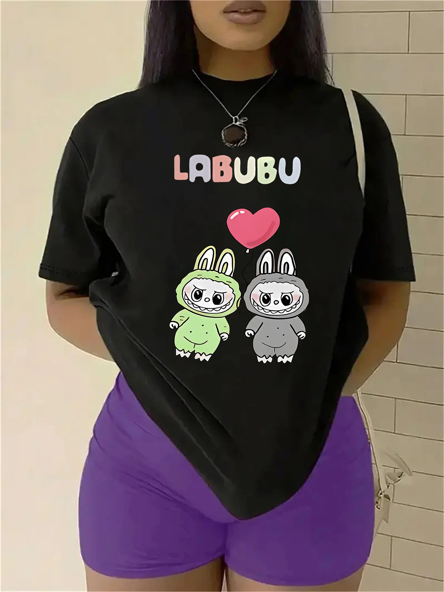 

Stylish Cartoon Rabbit Graphic Tee - Soft, Breathable, Round Neck, Short Sleeve, Machine Washable, Casual Sportswear for Women