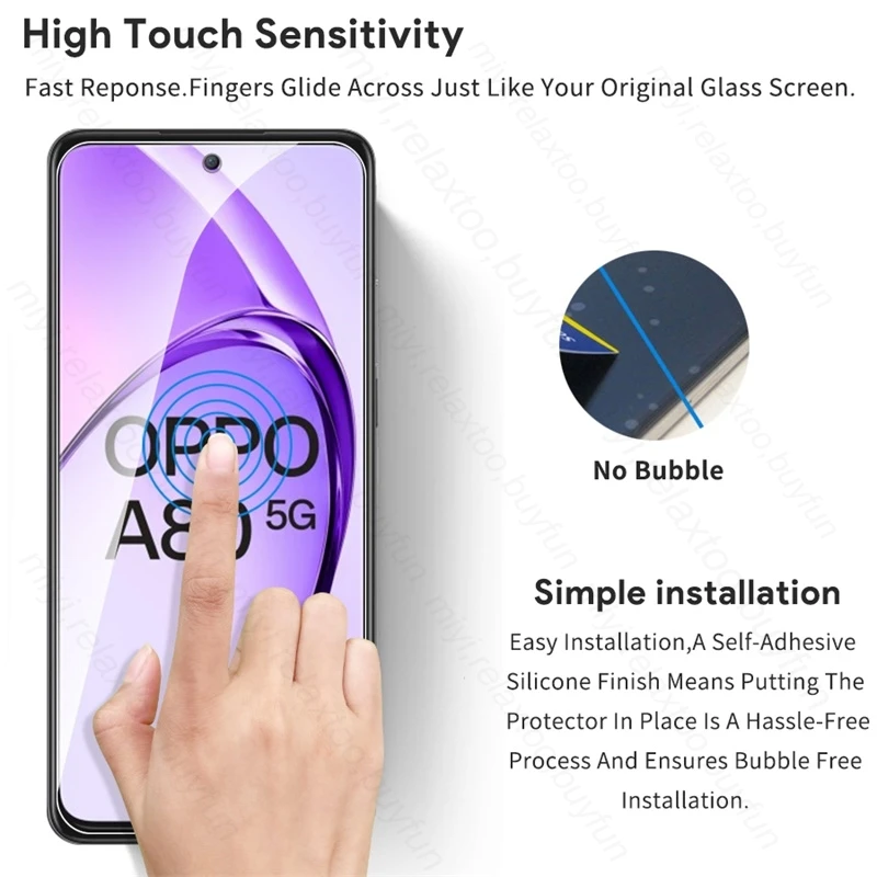 OppoA80 5G Case 8 In 1 9H Tempered Glass for Oppo A80 5G Camera Lens Screen Protector Cover on Orro Appo Opo A80 A 80 80A 2024