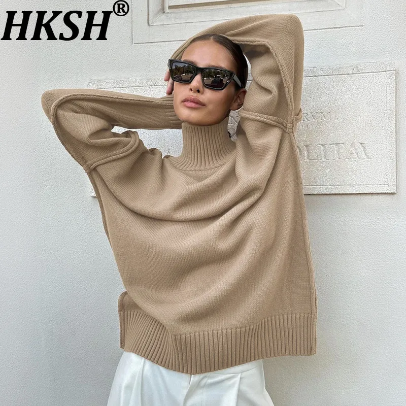 

HKSH осень-зима новый женский свитер водолазка пуловер однотонный утепленный вязаный элегантный уличный повседневный теплый топ HK11594