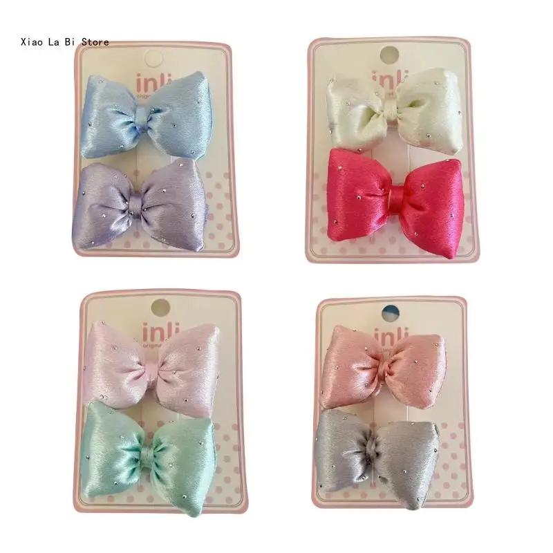 

Drilled Bowknot Hair Clip Side Hairpin Hair Barrettes Padded Hair Bows for Braids Adult Kids Ponytail Holder XXFD