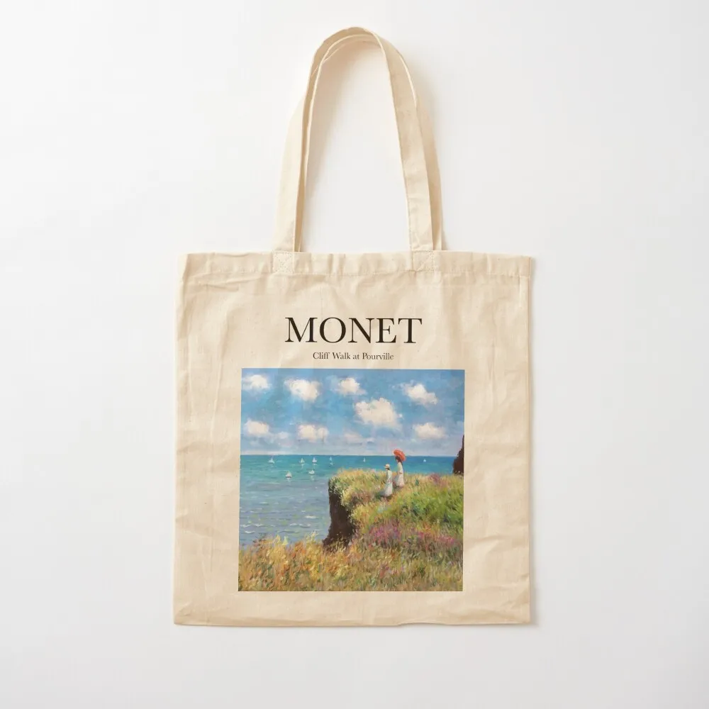 Monet - Cliff Walk at Pourville Tote Bag Eco bag men bags aesthetic personalized Canvas