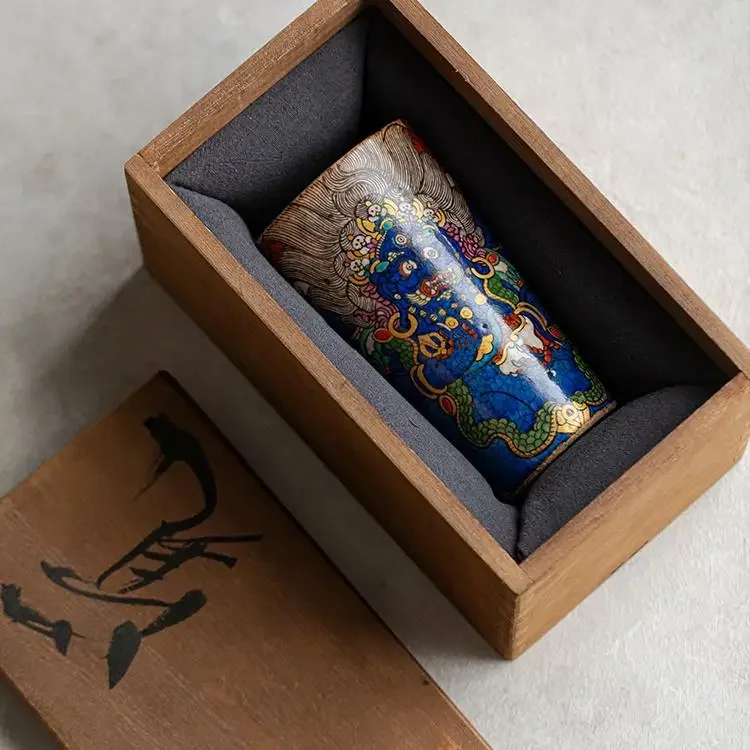 Jiujue Tang hand-painted Tangka firewood burning rock mine personal special ceramic kung fu teacup