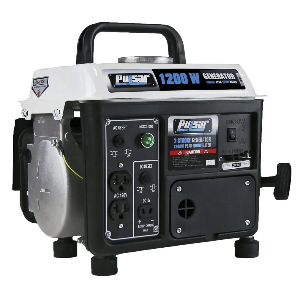 Gas-Powered Portable Generator 1200W Carry Handle Camping Power Supply 120V 900W Recoil Start Compact Design Lightweight