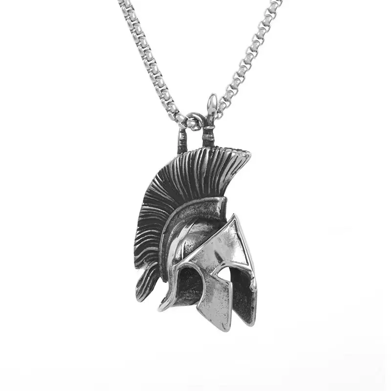 Vintage Greco-Roman Spartan Warrior máscara casco collar hombres Punk Biker Rock fiesta joyería regalo